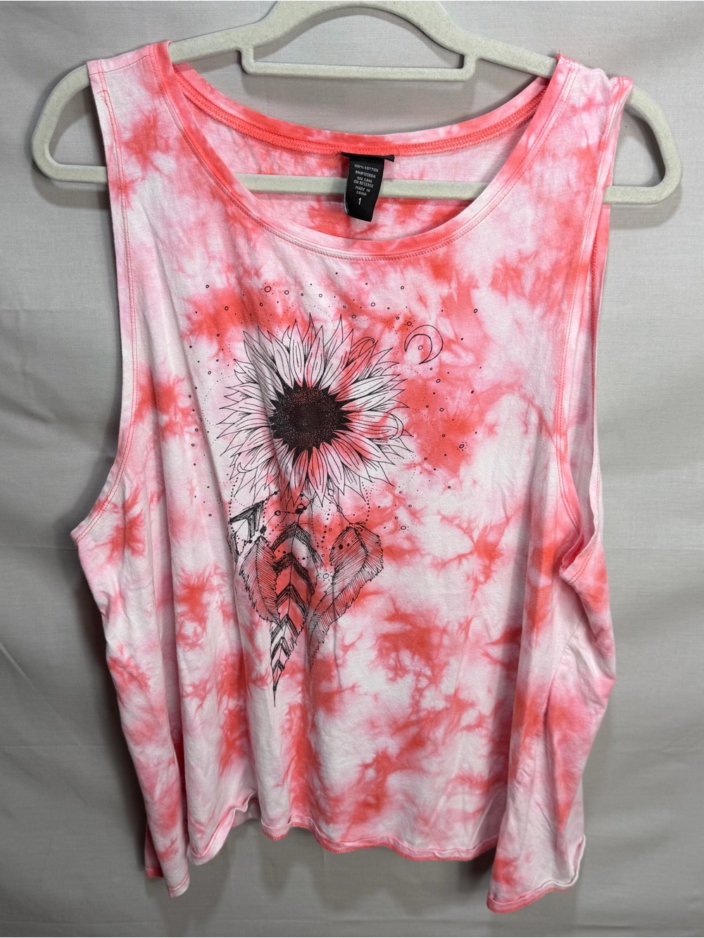 Torrid Coral Tie-Dye Sunflower Tank Top